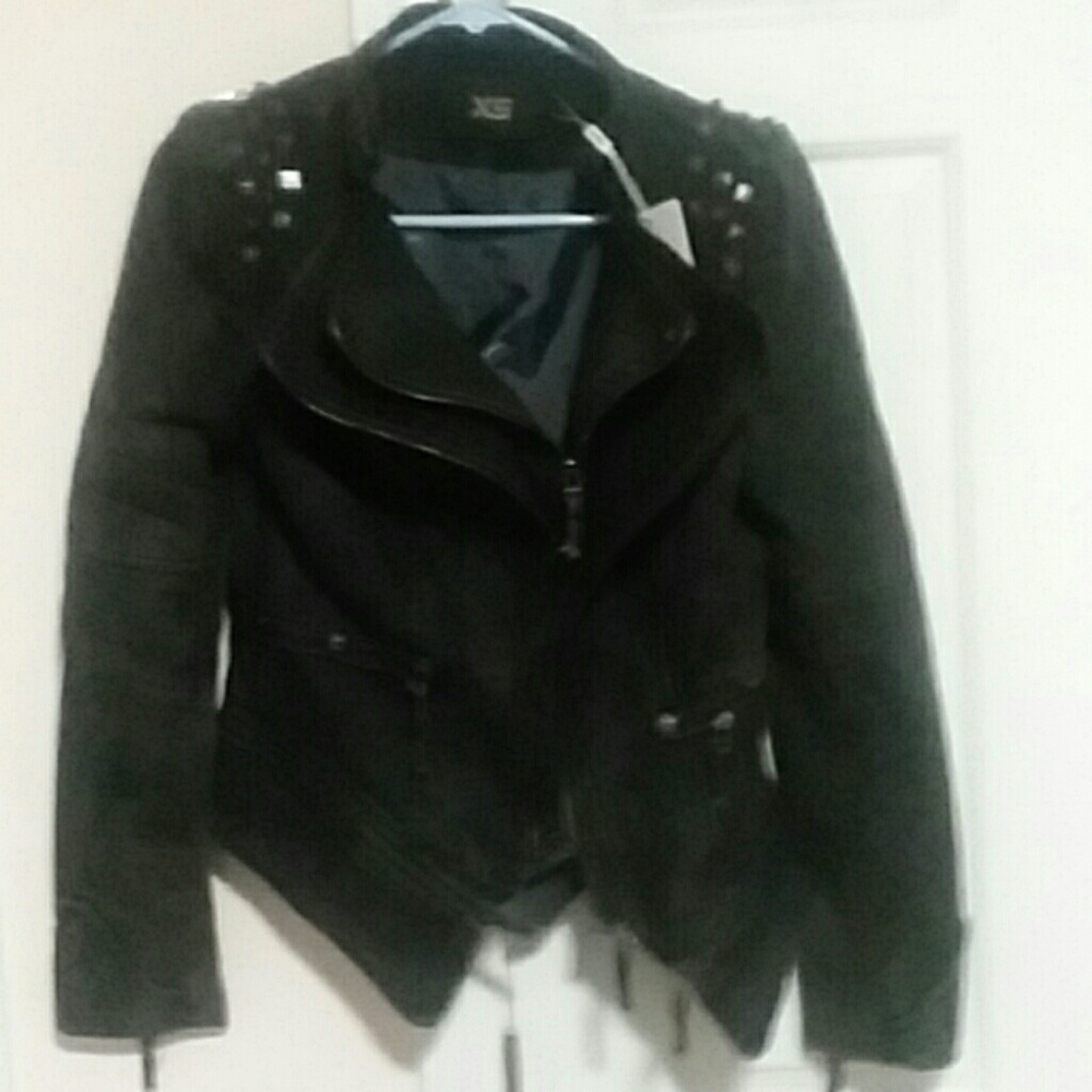 Black Denim Biker Jacket